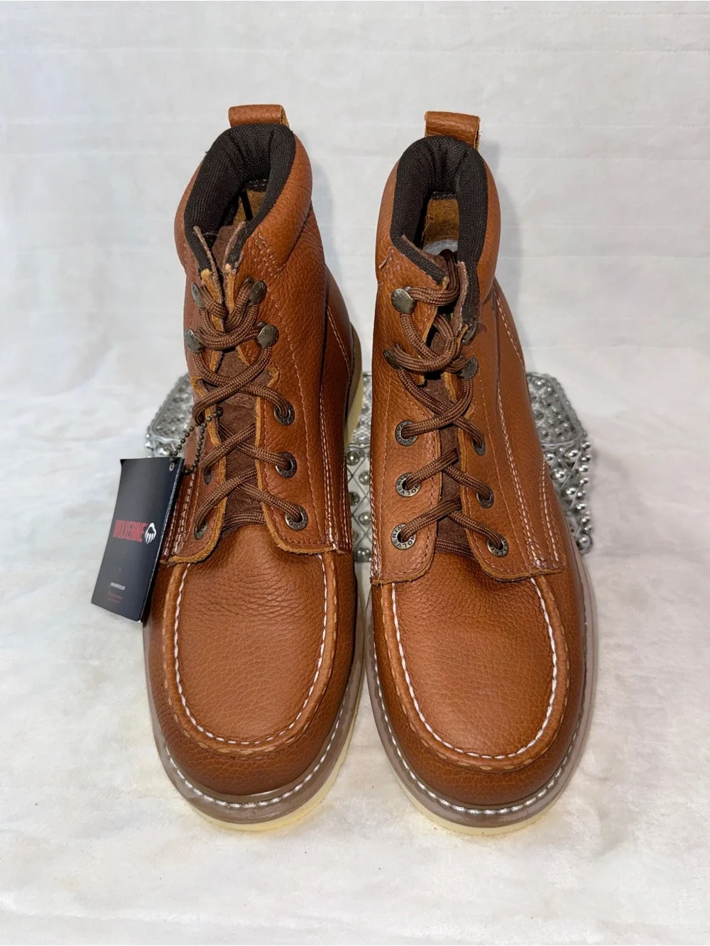 Men's Brown Leather 6” Work Boots - Size 7.5 women’s 8.5